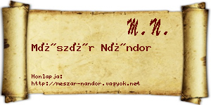 Mészár Nándor névjegykártya